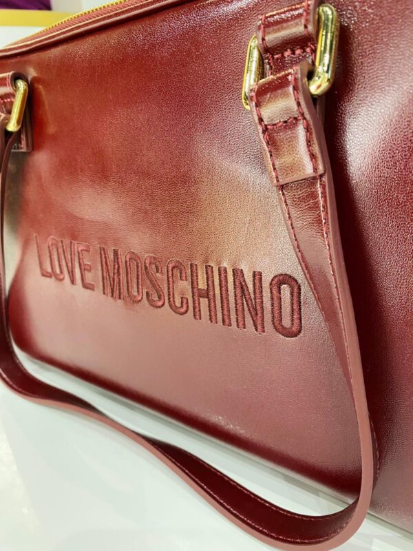 Bordowa torebka kuferek LOVE MOSCHINO - obrazek 6