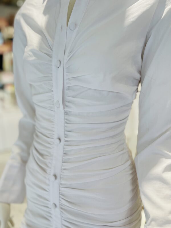 LaMania marszczona biała sukienka Gaja