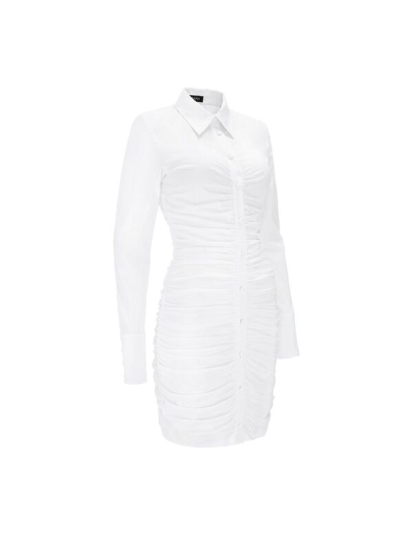 LaMania marszczona biała sukienka