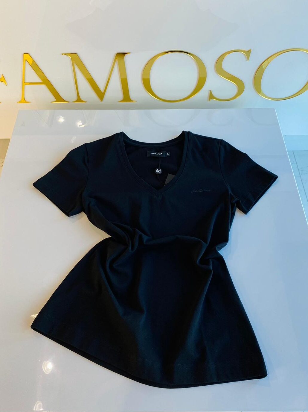 LAMANIA t-shirt czarny PLAIN
