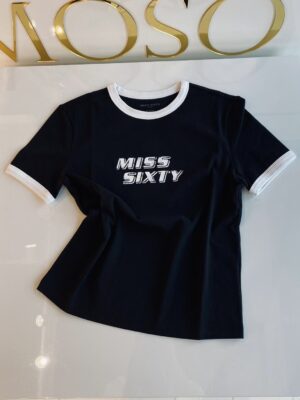 MISS SIXTY czarny t-shirt z lamówką
